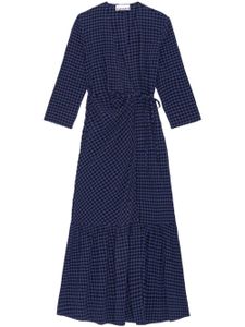 GANNI robe mi-longue à carreaux vichy - Bleu