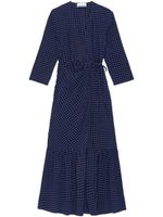 GANNI robe mi-longue à carreaux vichy - Bleu