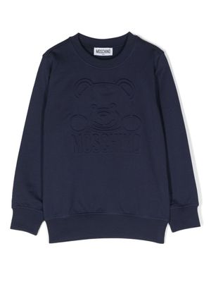 Moschino Kids sweat en coton à logo embossé - Bleu