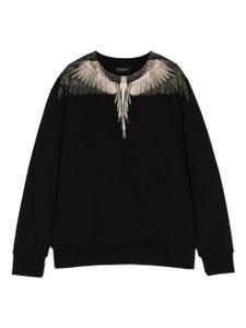 Marcelo Burlon County Of Milan Kids sweat en coton mélangé à imprimé Wings - Noir