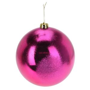 Grote decoratie kerstbal - fuchsia roze - 18 cm - kunststof - relief - kerstversiering