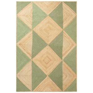 Beliani-CALIS-Laagpolig vloerkleed-Beige|Groen-200 x 300 cm-Jute