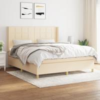 Boxspring met matras stof crèmekleurig 180x200 cm
