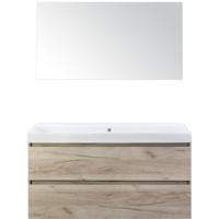 Maxx XL Badmeubelset 120 cm - Craft Oak - Wastafel Just Enkel Zonder Kraangat met Spiegel
