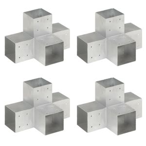 VidaXL Paalverbindingen 4 st x-vorm 101x101 mm gegalvaniseerd metaal