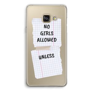 No Girls Allowed Unless: Samsung Galaxy A3 (2016) Transparant Hoesje