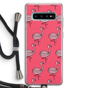 Flamingo: Samsung Galaxy S10 Plus Transparant Hoesje met koord
