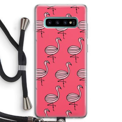 Flamingo: Samsung Galaxy S10 Plus Transparant Hoesje met koord