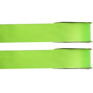 2x Hobby/decoratie lime groen satijnen sierlinten 1,5 cm/15 mm x 25 meter