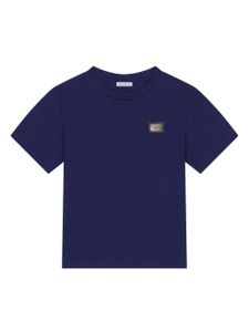 Dolce & Gabbana Kids t-shirt en coton à plaque logo - Bleu