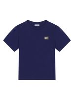 Dolce & Gabbana Kids t-shirt en coton à plaque logo - Bleu - thumbnail