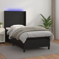 Boxspring met matras en LED kunstleer zwart 90x200 cm