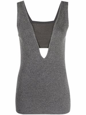 Brunello Cucinelli polo en cachemire à col v - Gris