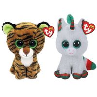 Ty - Knuffel - Beanie Boo's - Tiggy Tiger & Christmas Unicorn - thumbnail
