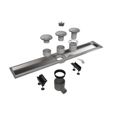 Easy Drain Multi inbouwdeel RVS zonder rooster met RVS flens waterslot 30/35/50mm 60cm inbouw diepte vanaf 79mm met zijuitloop edmipr600