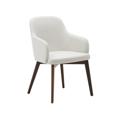 Kave Home Nelida eetkamerstoel chenille Beige poot walnoot