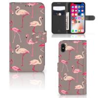 Apple iPhone Xs Max | Telefoonhoesje | Met pasjeshouder | Flamingo
