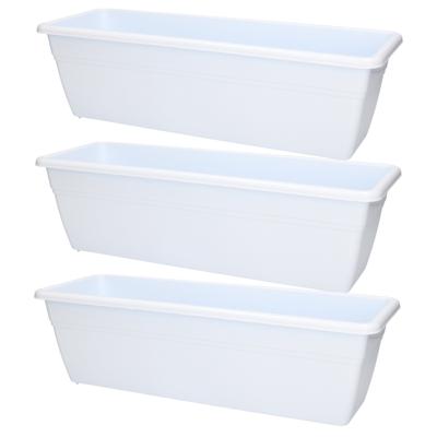 Plantenbak - 3x stuks - wit - rechthoekig - 50 x 17 x 15 cm
