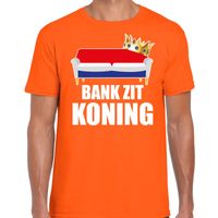 Koningsdag t-shirt bank zit Koning oranje voor heren - thumbnail