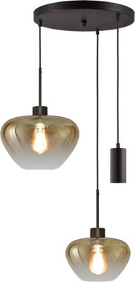 Masterlight 3-lichts hanglampGenua zwart met 1x goud glas Ø 24cm - 1x Ø 29cm en 1 pendel - 2972-05-05-35-3MB149