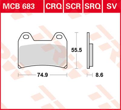 TRW Remblokken, en remschoenen voor de moto, MCB683SCR Sinter carbon