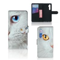 Xiaomi Mi Note 10 Lite | Telefoonhoesje | Met pasjeshouder | Witte Kat