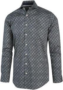 Blue Industry Heren Overhemd Navy All-over Print Perfect Fit