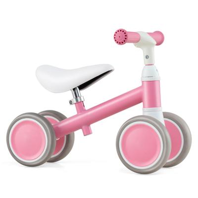 Babyloopfiets Peuterloopfiets met in Hoogte Verstelbaar Stuur en Stoel Duwspeelgoed voor Baby's 4-Wiel Loopfiets Roze