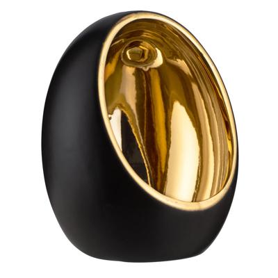15% korting - Leen Bakker - Waxinelichthouder Brygge - Matzwart/Goud - 15xØ11,5 Cm - Keramiek - Goudkleurig