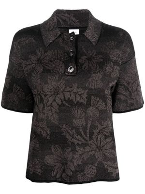 Barrie polo en maille intarsia - Noir