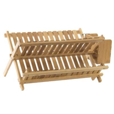 Luxe afdruiprek van bamboe hout - 45 x 35 cm - uitdruiprek / bordenrek - Afwasrek