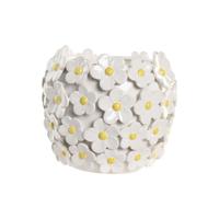 Vaas Home ESPRIT Geel Wit Keramisch Shabby Chic 21 x 21 x 18 cm