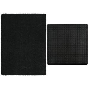 MSV Douche anti-slip mat en droogloop mat - Venice badkamer set - rubber/microvezel - zwart