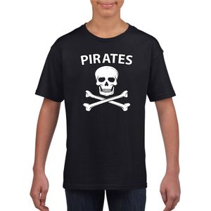 Carnaval piraten t-shirt zwart jongens en meisjes XL (158-164)  -