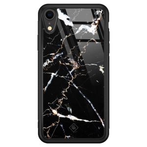 iPhone XR glazen hardcase - Marmer zwart
