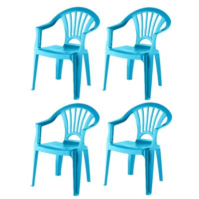 Camping Kinderstoel van kunststof - 4x - blauw - 37 x 31 x 51 cm