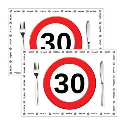 Placemat 30 jaar - 20x stuks - 42 x 30 cm - 90g - papier - verjaardag - jubileum