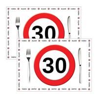 Placemat 30 jaar - 20x stuks - 42 x 30 cm - 90g - papier - verjaardag - jubileum