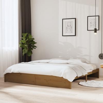 Bedframe massief hout honingbruin 200x200 cm