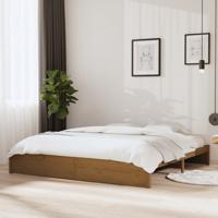 Bedframe massief hout honingbruin 200x200 cm