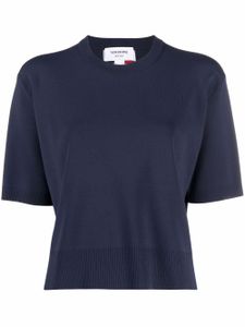 Thom Browne t-shirt à bande tricolore en intarsia - Bleu