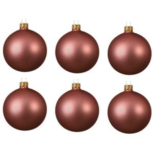 Decoris kerstballen - 6x - oudroze - 8 cm - glas - mat - velvet - kerstversiering