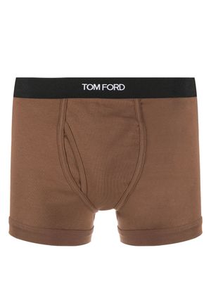 TOM FORD boxers en coton à bande logo - Marron