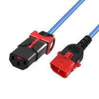 ACT AK5516 Netsnoer C13 / C14 Dual IEC LOCK | Blauw | 50 cm