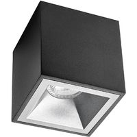 Opbouwspot GU10 - Pragmi Cliron Pro - Opbouw Vierkant - Mat Zwart/Zilver - Aluminium - Verdiept - 90mm