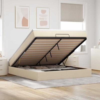 Ottoman bed met matras 160x200cm stof crèmekleurig
