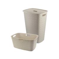 Curver Softex Wasmand met Deksel 56L + Wasmand 45L - Beige - thumbnail