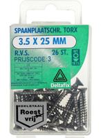 Sp.pl.schr.torx 3,5x25mm rvs 26st - Deltafix