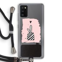 Zwart-wit cactus: Samsung Galaxy A41 Transparant Hoesje met koord