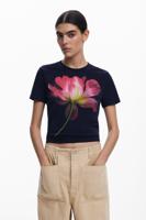 T-shirt met grote bloem - BLUE - L